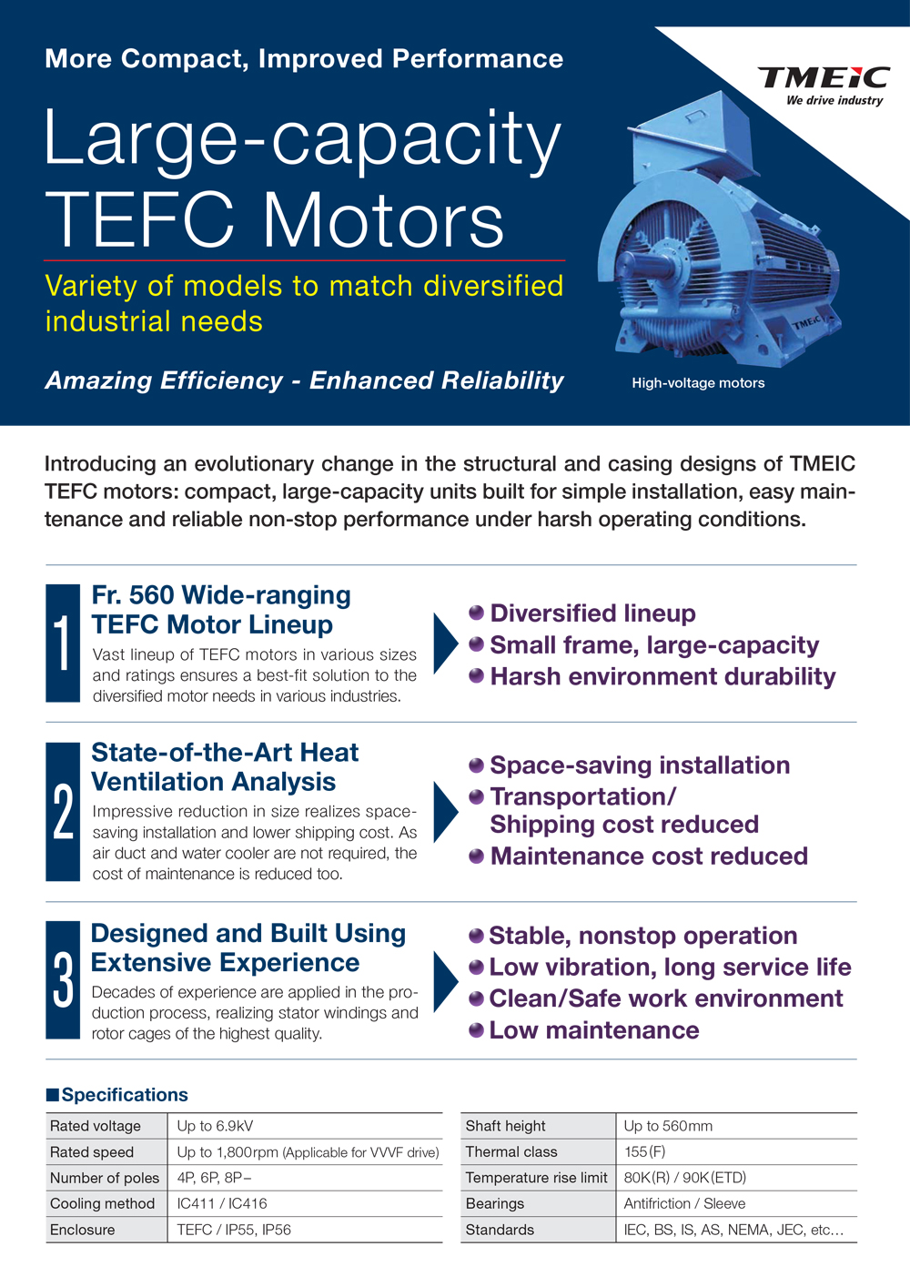Large-capacity TEFC Motors